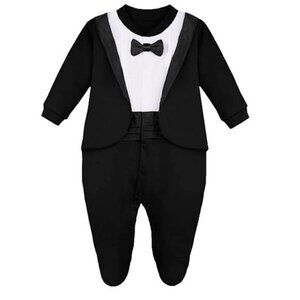 NEW Lilax Baby Boy Gentleman Tuxedo Black Size 6 Months